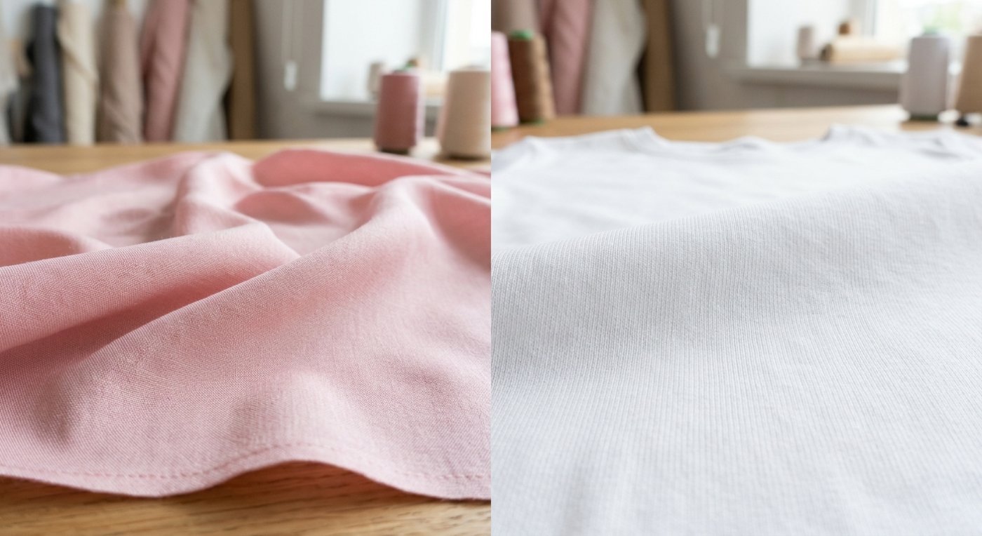 So sánh bề mặt chất liệu vải visco mềm mại và vải cotton thoáng khí
