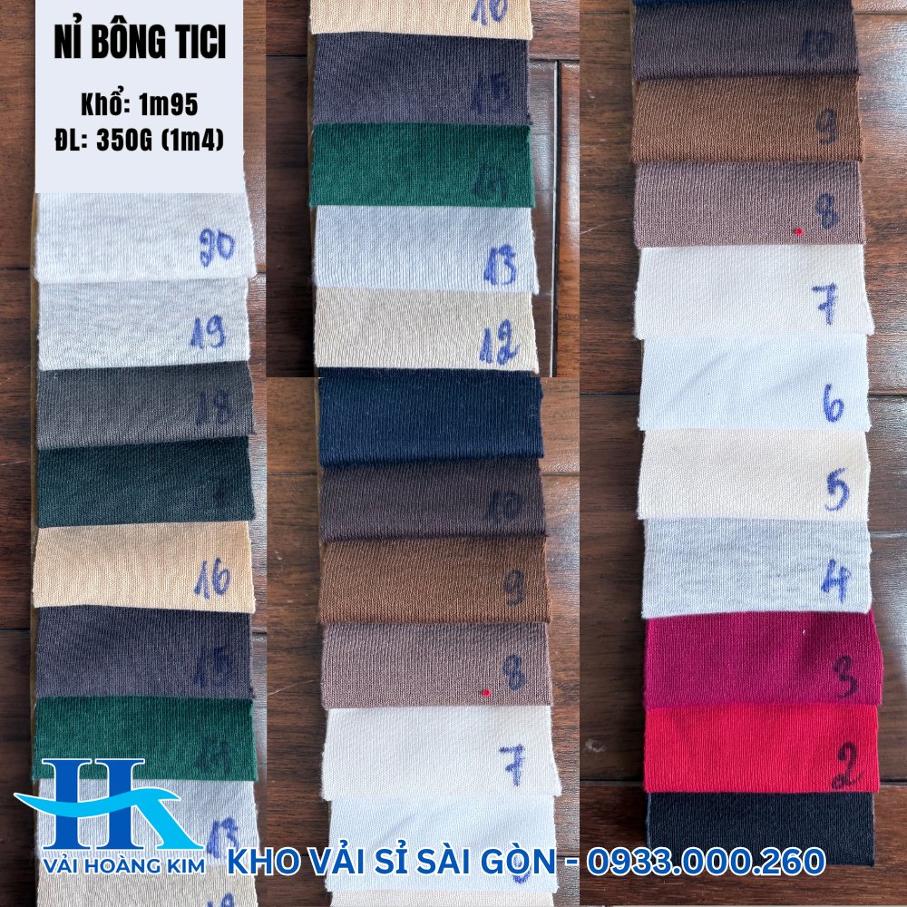 Bảng màu vải Nỉ bông Tici
